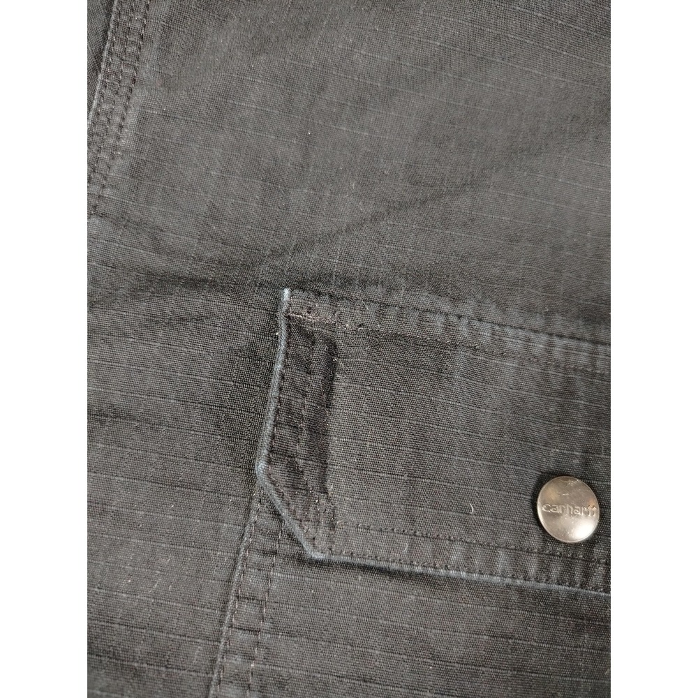 Carhartt Jacket Mens 3XL Black Canvas Shirt Jac Flannel Lined Workwear Ripstop - Picture 9 of 16